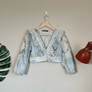 Zara Tie Dye Crop Ruffle Top